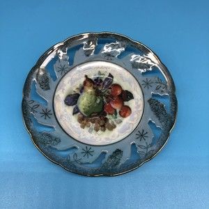 Royal Halsey Very Fine Plate-saucer Pear, Cherries, Grapes, Gilt Edge, 5.75" dia